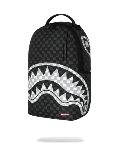Sprayground Back And White Drip Check Shark Backpack