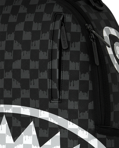 Sprayground Back And White Drip Check Shark Backpack