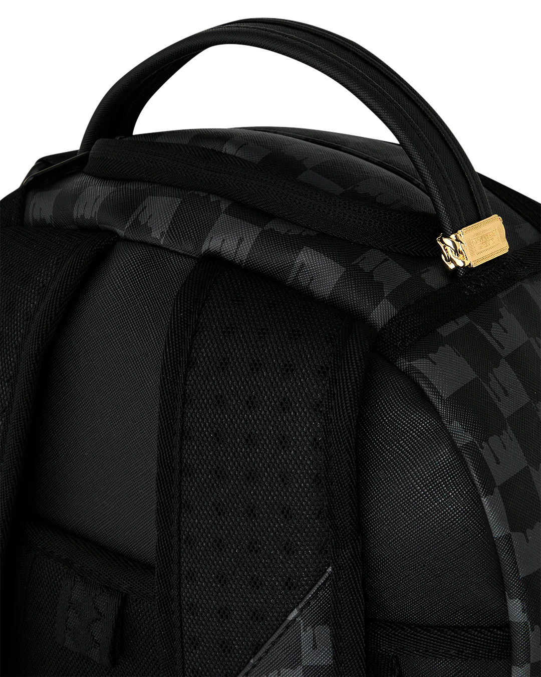 Sprayground Back And White Drip Check Shark Backpack