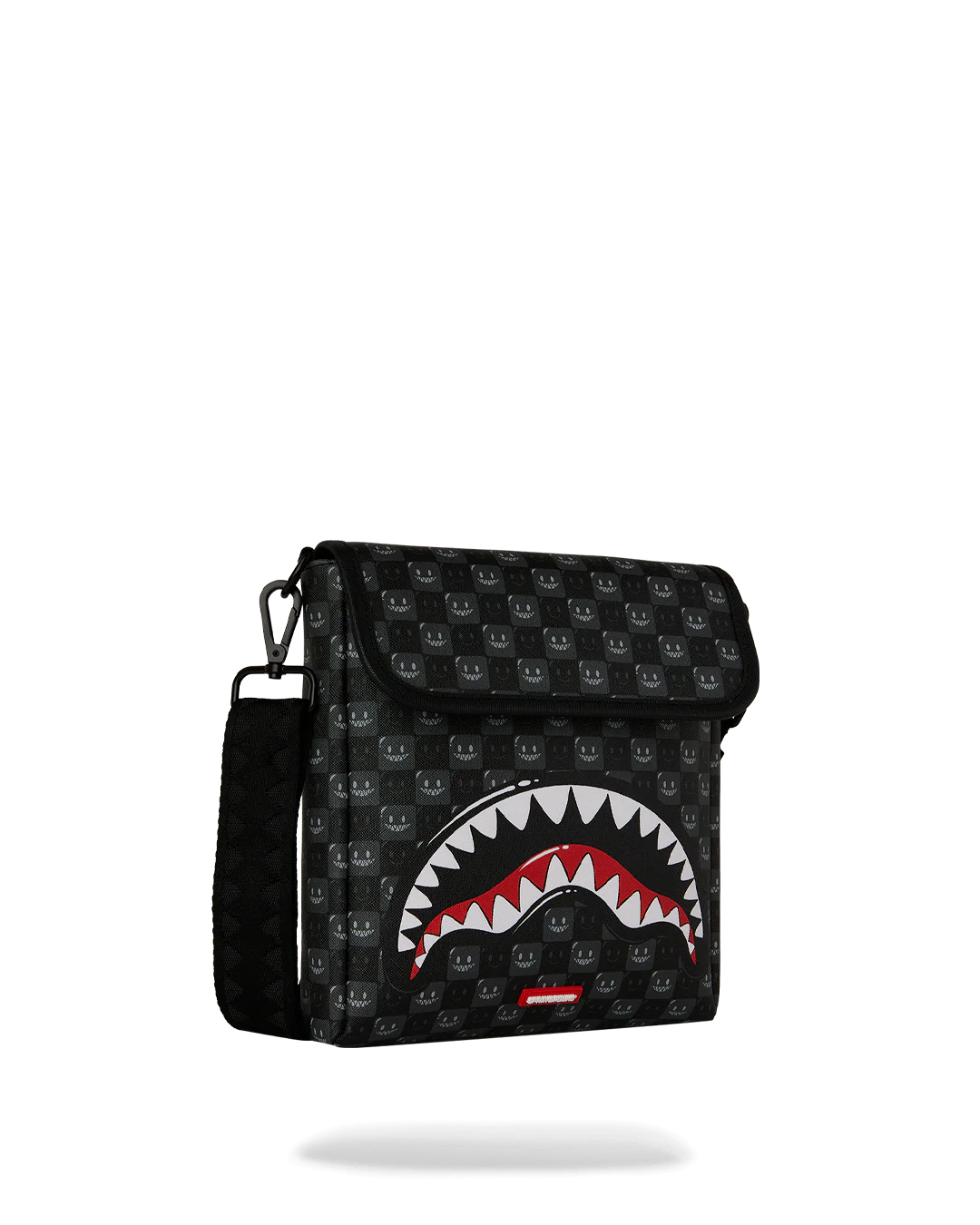 Sprayground Sharks In Paris WTF Bubbly Black Check Messenger Sling