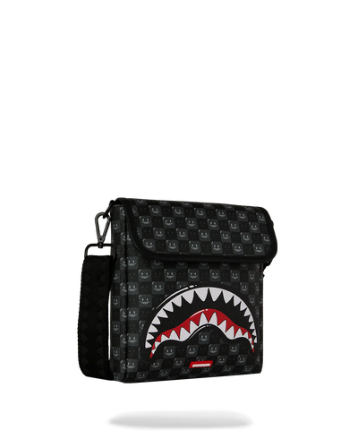 Sprayground Sharks In Paris WTF Bubbly Black Check Messenger Sling