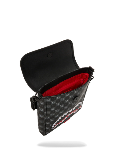 Sprayground Sharks In Paris WTF Bubbly Black Check Messenger Sling