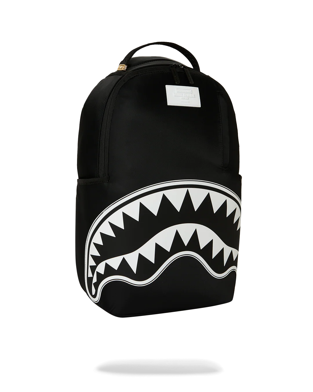 Sprayground Shark Central White Stencil Shark Black Nylon Back Backpack