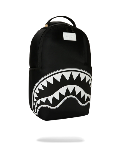 Sprayground Shark Central White Stencil Shark Black Nylon Back Backpack