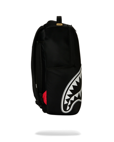 Sprayground Shark Central White Stencil Shark Black Nylon Back Backpack