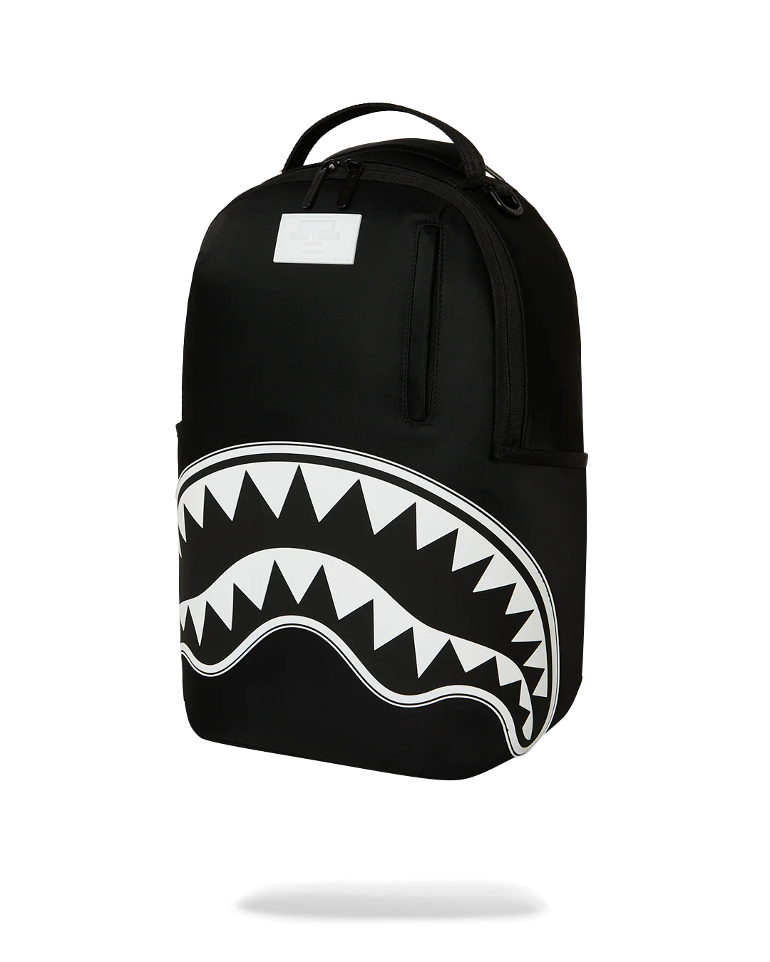 Sprayground Shark Central White Stencil Shark Black Nylon Back Backpack
