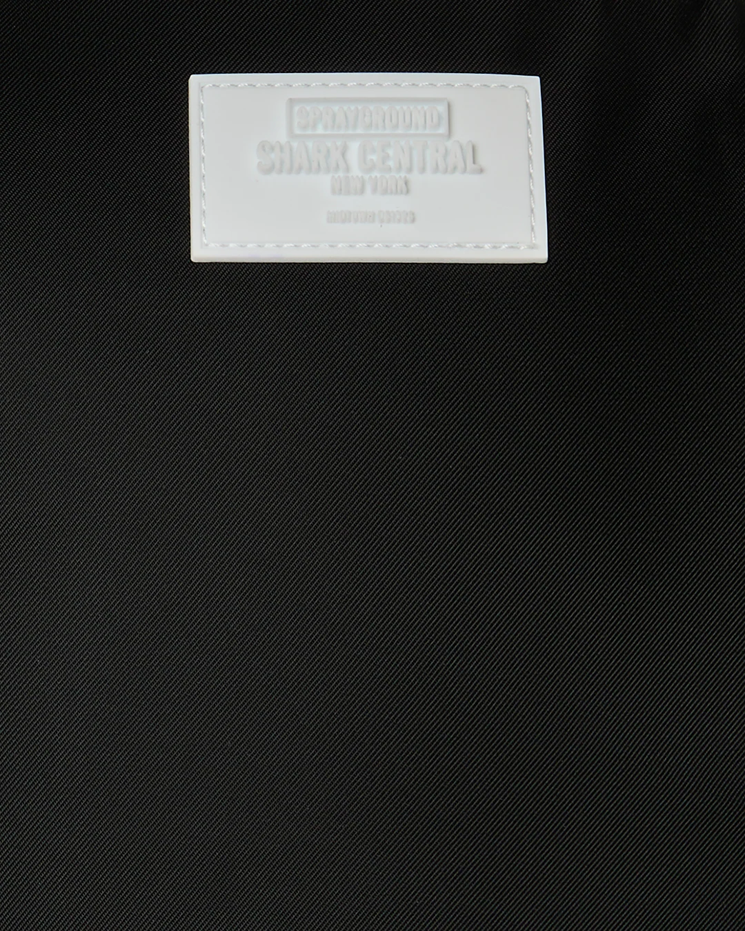 Sprayground Shark Central White Stencil Shark Black Nylon Back Backpack