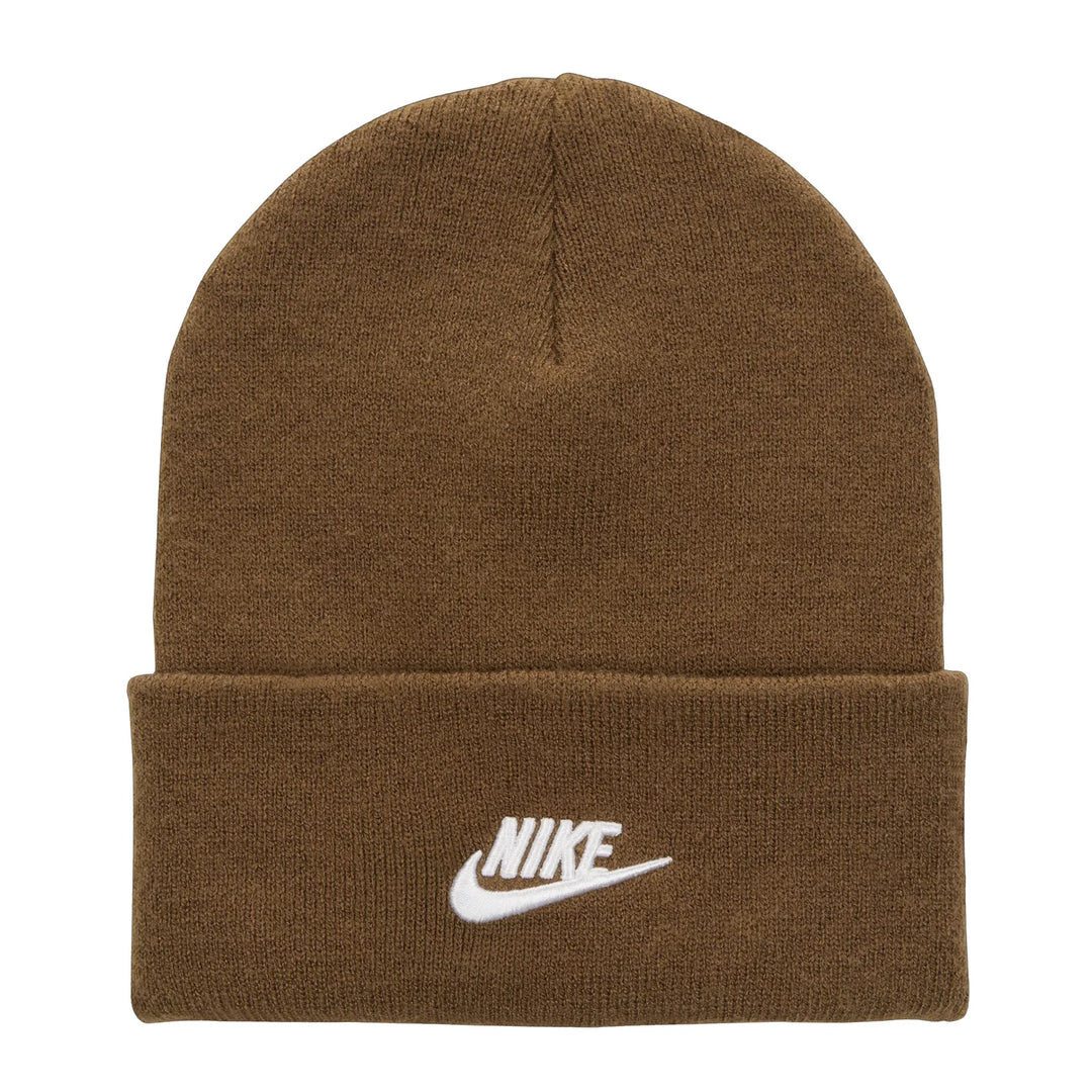 Unisex Nike Peak Futura Beanie Hat - Mosswood Brown &amp; White 1