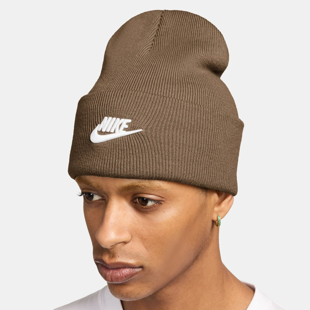 Unisex Nike Peak Futura Beanie Hat - Mosswood Brown &amp; White 2