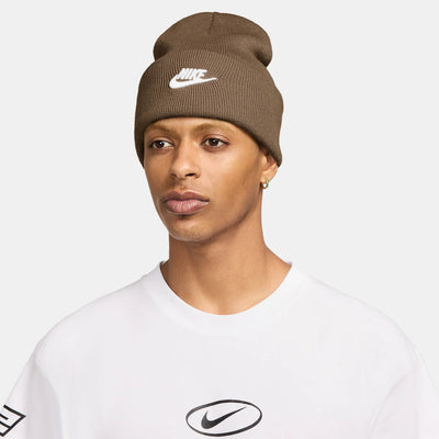 Unisex Nike Peak Futura Beanie Hat - Mosswood Brown & White 3