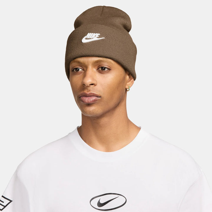 Unisex Nike Peak Futura Beanie Hat - Mosswood Brown &amp; White 3