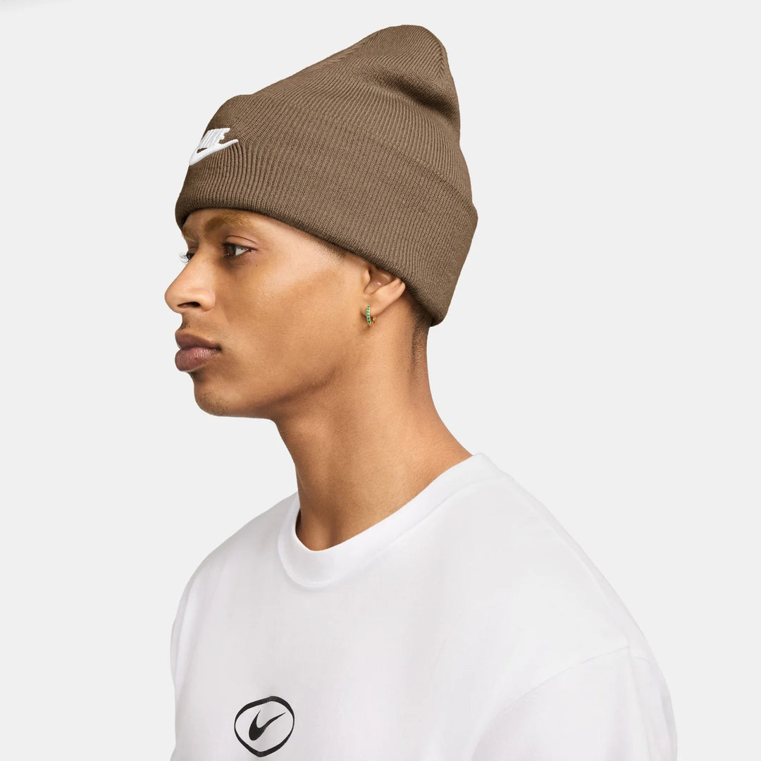 Unisex Nike Peak Futura Beanie Hat - Mosswood Brown &amp; White 4
