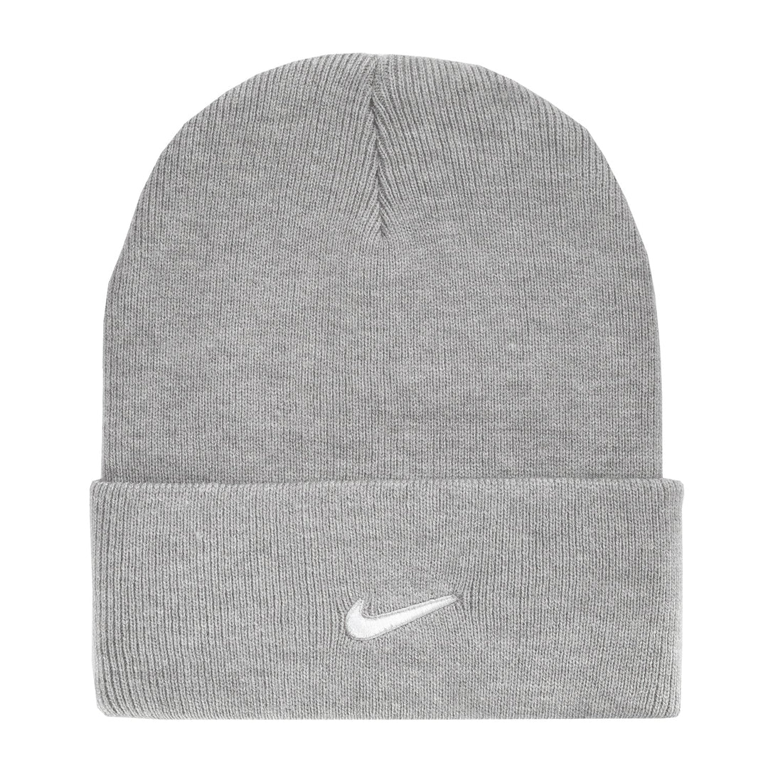 Nike Peak Swoosh Beanie Hat - Dark Grey Heather/White 1