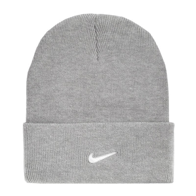 Nike Peak Swoosh Beanie Hat - Dark Grey Heather/White 1