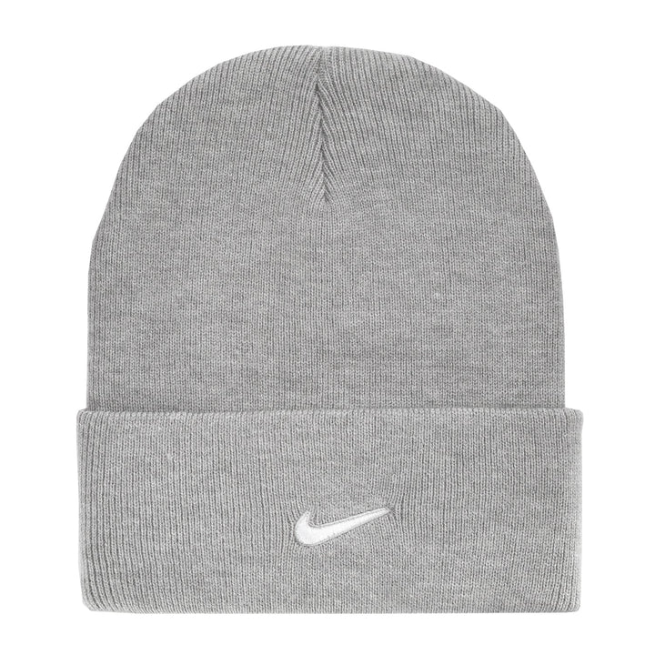 Nike Peak Swoosh Beanie Hat - Dark Grey Heather/White 1
