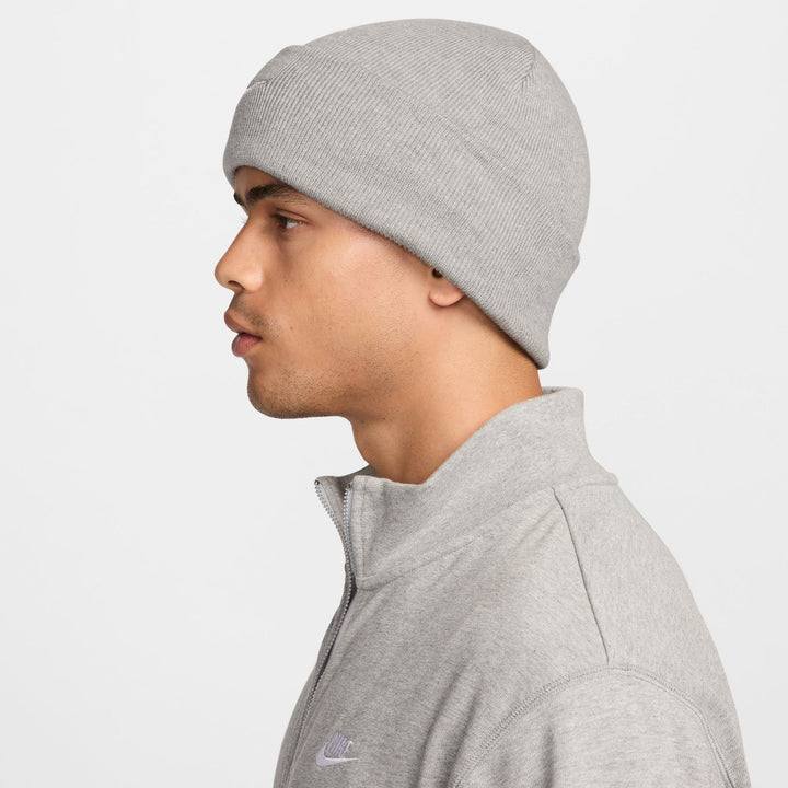 Nike Peak Swoosh Beanie Hat - Dark Grey Heather/White 5