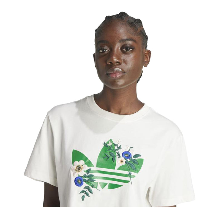 Adidas Women Floral Crop Short Sleeve Tee