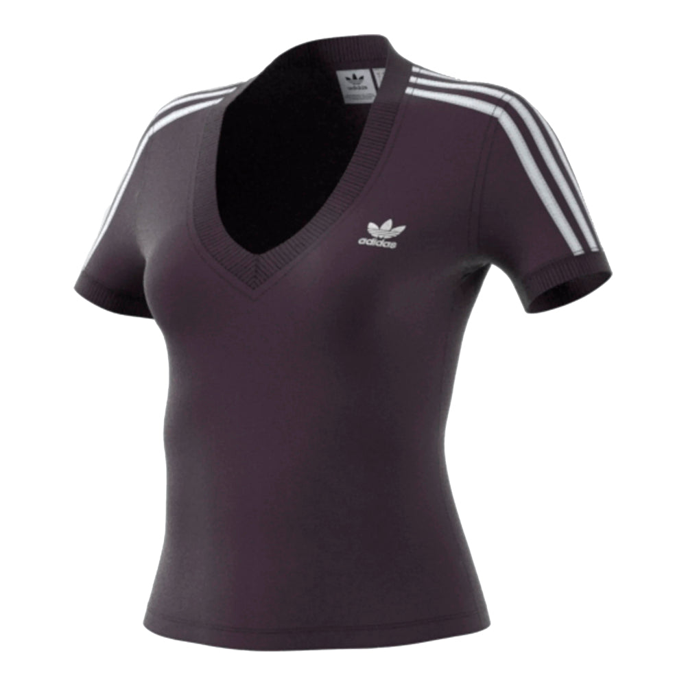 adidas Women's 3 Striped V-Neck Tee