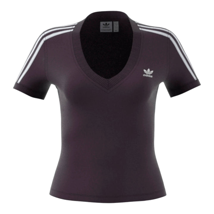 adidas Women's 3 Striped V-Neck Tee