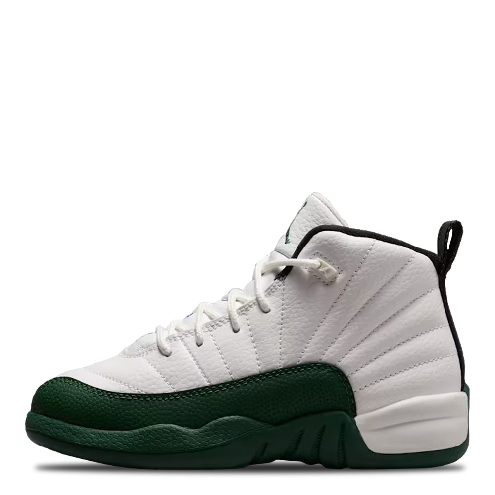 Little Kid's Air Jordan 12 Retro Bucks Summit White/Gorge Green-Black-Fierce Purple 151186-103