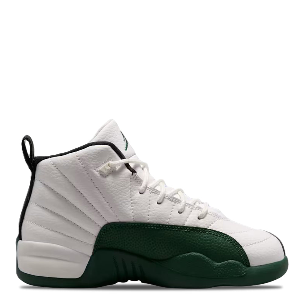 Little Kid's Air Jordan 12 Retro Bucks Summit White/Gorge Green-Black-Fierce Purple 151186-103