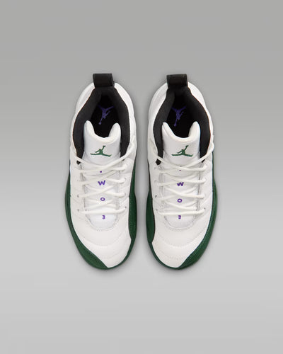 Little Kid's Air Jordan 12 Retro Bucks Summit White/Gorge Green-Black-Fierce Purple 151186-103