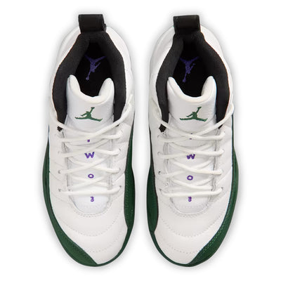 Little Kid's Air Jordan 12 Retro Bucks Summit White/Gorge Green-Black-Fierce Purple 151186-103