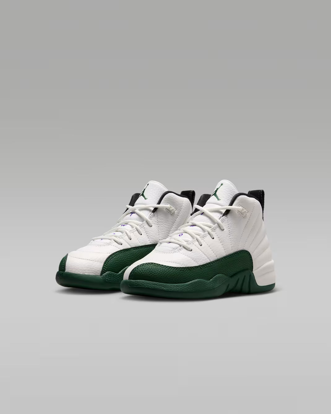 Little Kid's Air Jordan 12 Retro Bucks Summit White/Gorge Green-Black-Fierce Purple 151186-103
