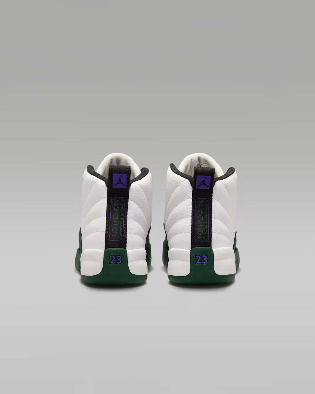 Little Kid's Air Jordan 12 Retro Bucks Summit White/Gorge Green-Black-Fierce Purple 151186-103