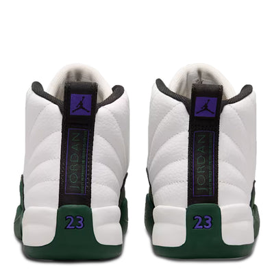 Little Kid's Air Jordan 12 Retro Bucks Summit White/Gorge Green-Black-Fierce Purple 151186-103