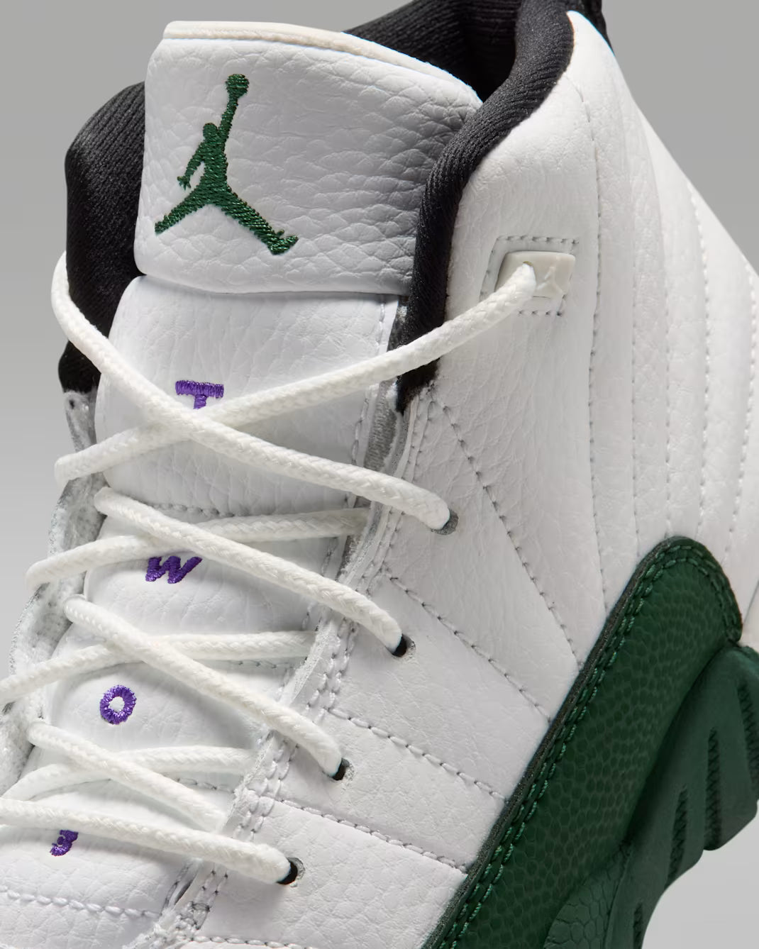 Little Kid's Air Jordan 12 Retro Bucks Summit White/Gorge Green-Black-Fierce Purple 151186-103