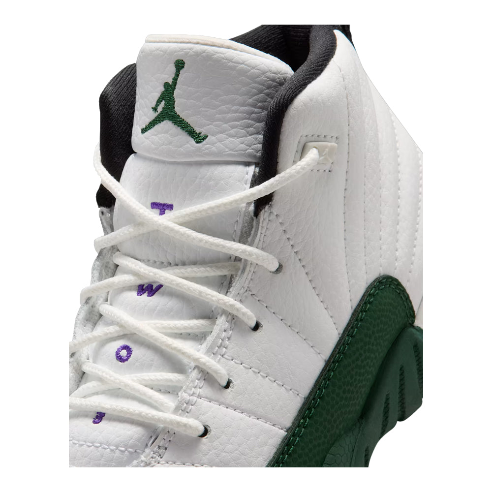 Little Kid's Air Jordan 12 Retro Bucks Summit White/Gorge Green-Black-Fierce Purple 151186-103