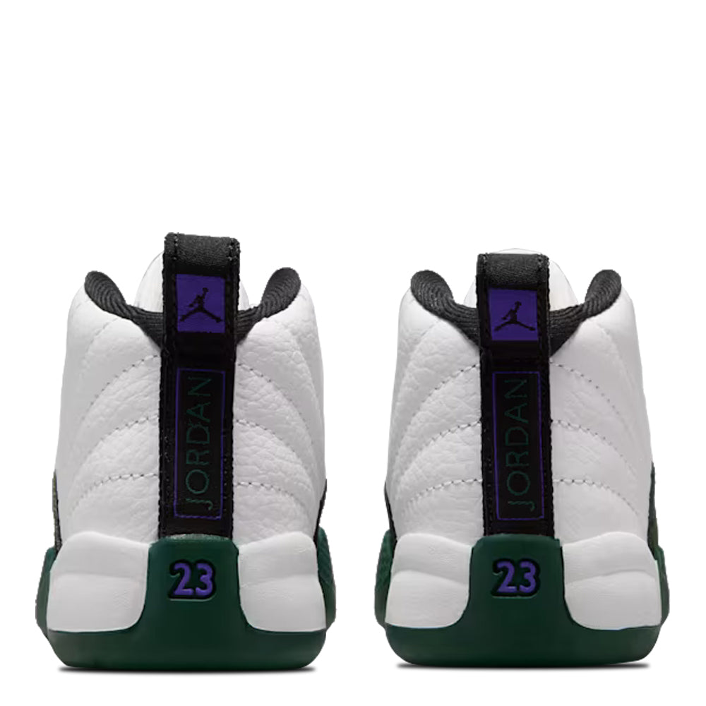 Toddler Air Jordan 12 Retro Bucks Summit White/Gorge Green-Black-Fierce Purple 850000-103