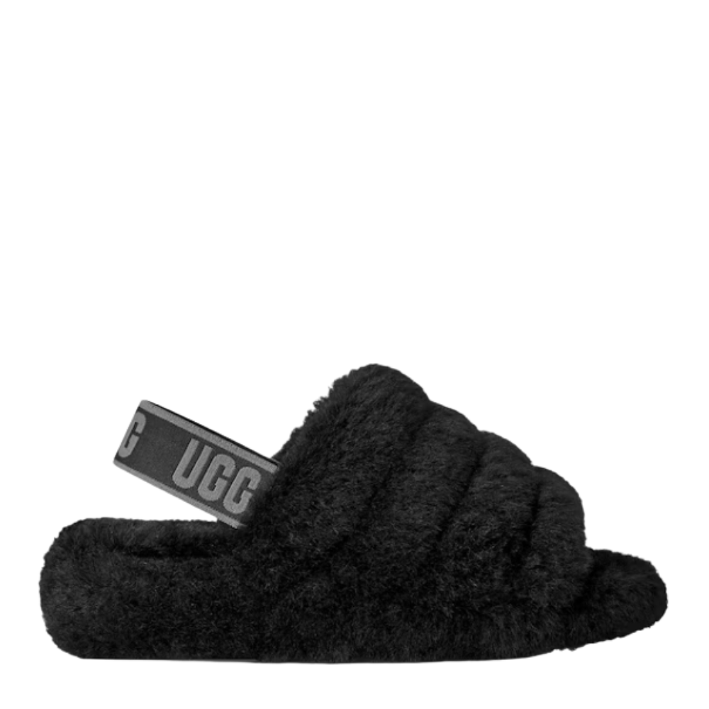UGG Women's Fluff Yeah Slide - Black Dark Shadow 1
