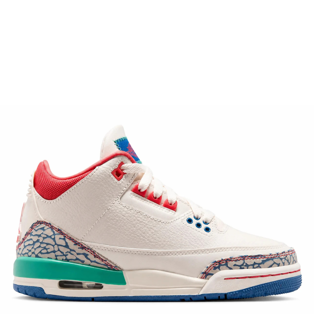 Big Kid's Air Jordan 3 Retro Play Your Way Chalk/Track Red/True Blue/Kinetic Green IO2076-100