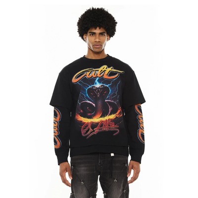 Men's Cult of Individuality El Alfa Premium Long Sleeve Thermal Shirt "Cobra" in Black