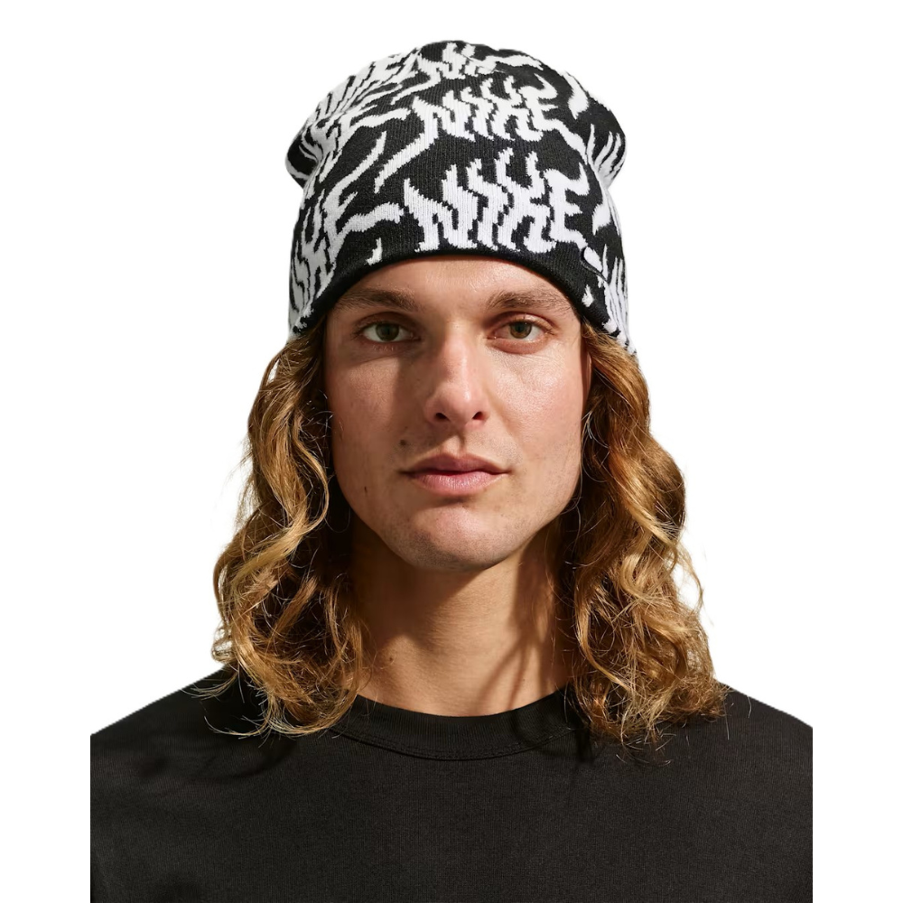 Nike Peak Uncuffed Graphic Beanie - Black & White