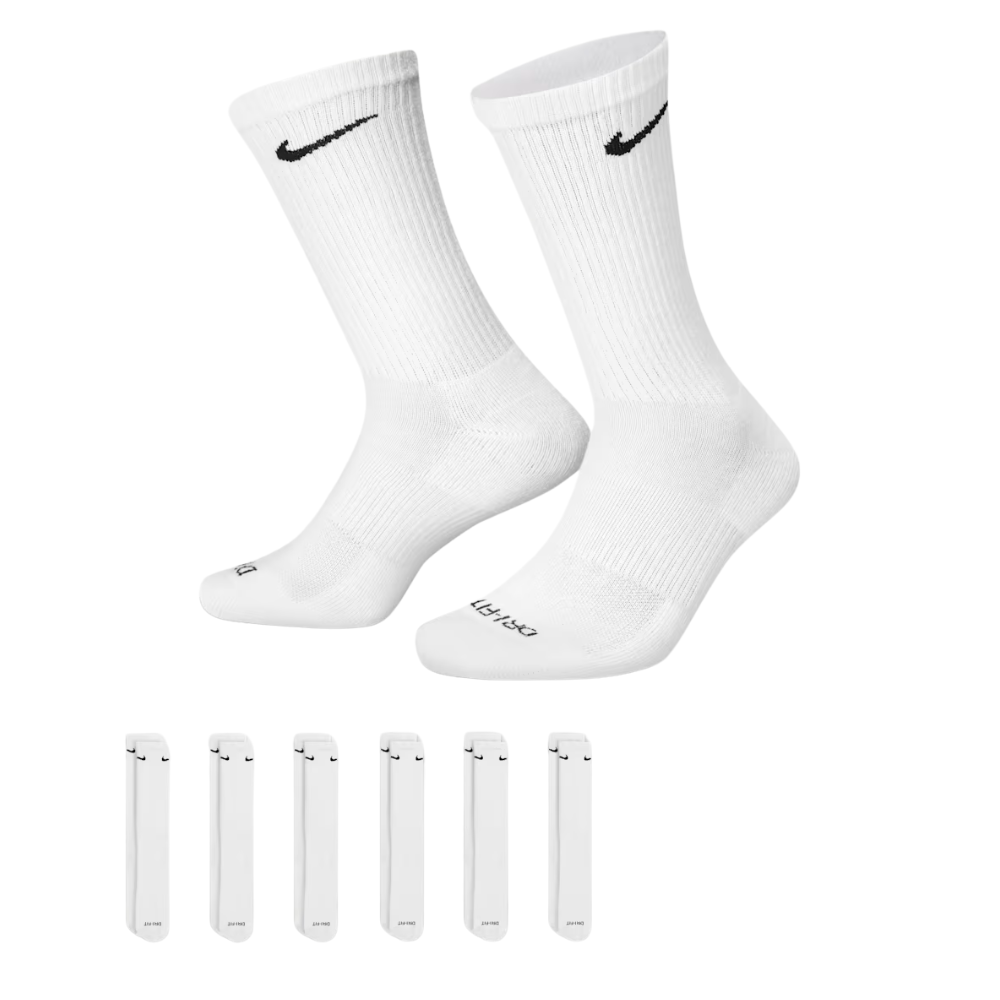 Nike Everyday Plus Cushioned Socks (6 Pairs) - White &amp; Black 1