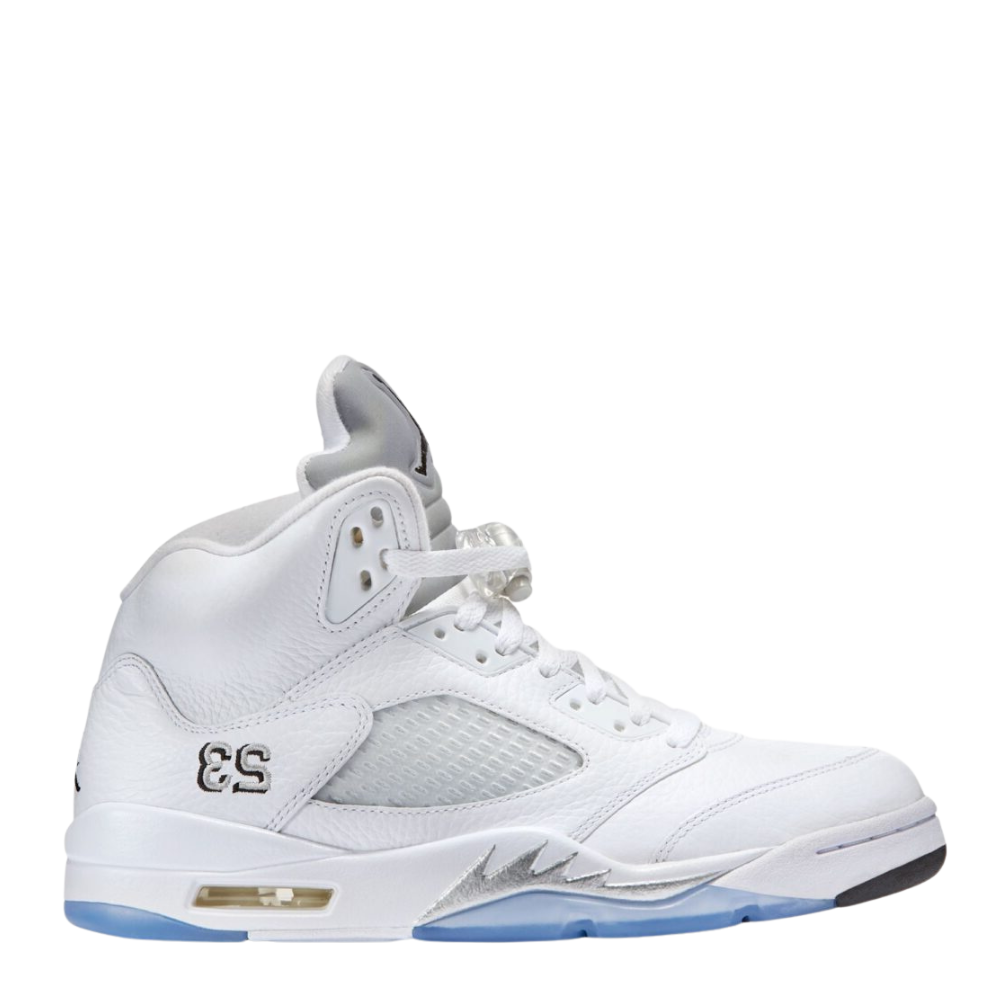 Men's Air Jordan 5 Retro - White/Metallic Silver & Black 1