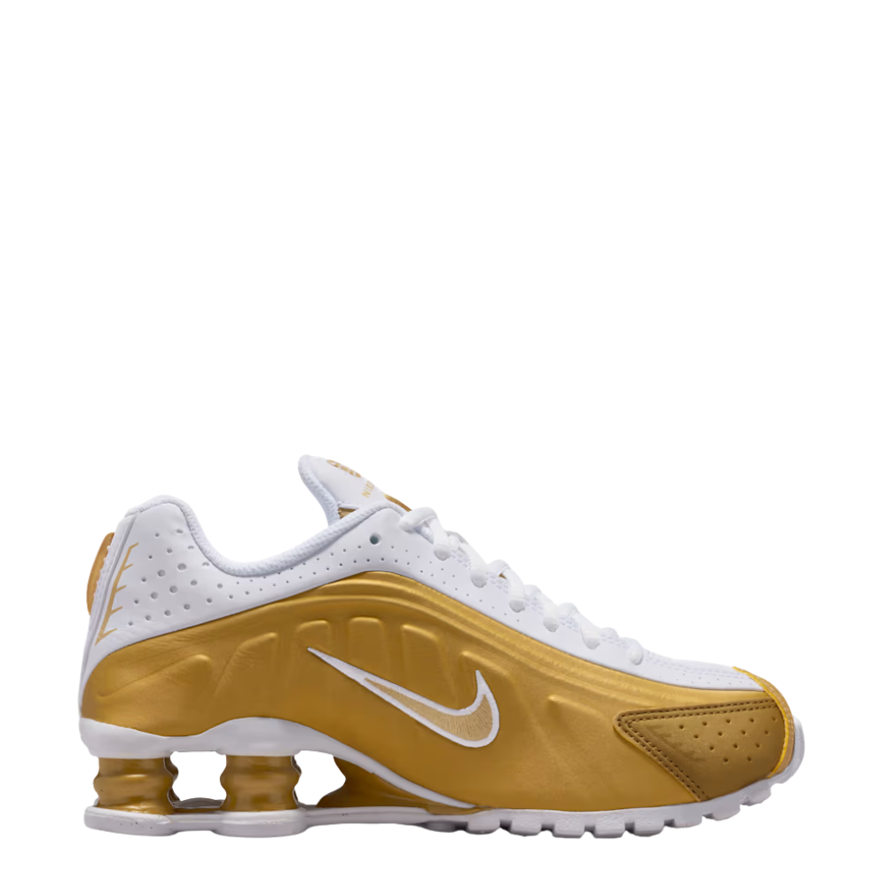 Big Kid's Nike Shox R4 - Metallic Gold & White 1