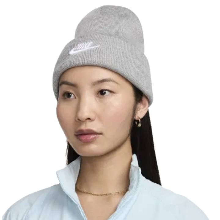 Unisex Nike Peak Futura Beanie Hat - Dark Grey Heather &amp; White 1