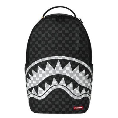 Sprayground Back And White Drip Check Shark Backpack
