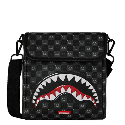 Sprayground Sharks In Paris WTF Bubbly Black Check Messenger Sling