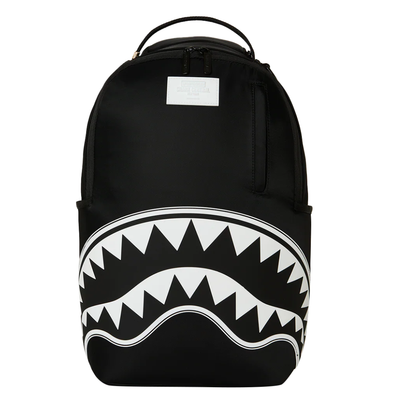 Sprayground Shark Central White Stencil Shark Black Nylon Back Backpack