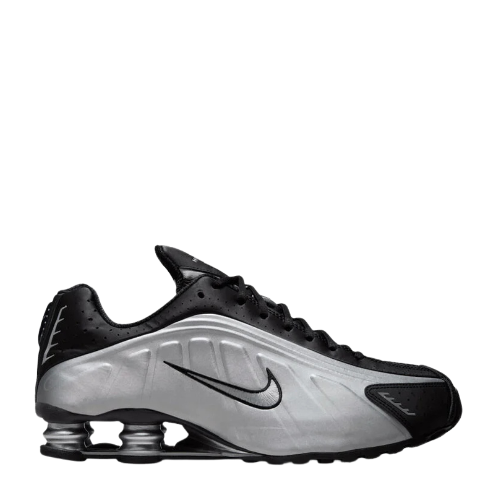 Men's Nike Shox R4 Shoes - Metallic Silver & Black 1