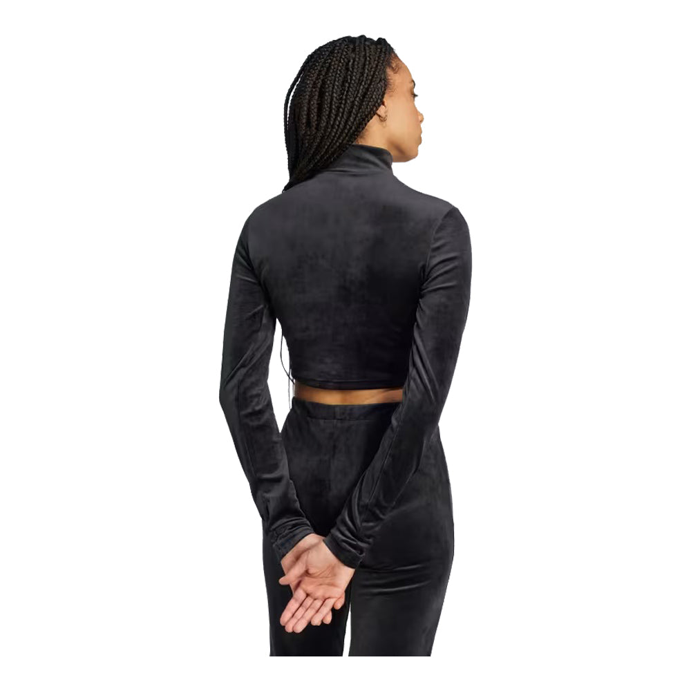 adidas Long Sleeve Rhinestone Trefoil Velvet Crop Top 3