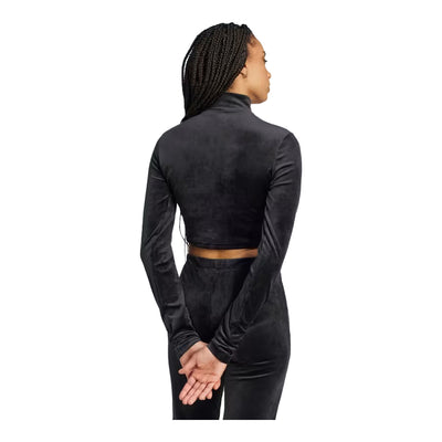 adidas Long Sleeve Rhinestone Trefoil Velvet Crop Top 3
