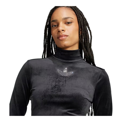 adidas Long Sleeve Rhinestone Trefoil Velvet Crop Top 5