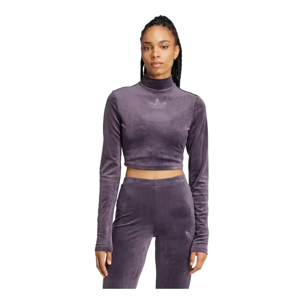 adidas Long Sleeve Rhinestone Trefoil Velvet Crop Top – City Jeans
