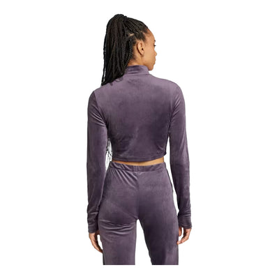 adidas Long Sleeve Rhinestone Trefoil Velvet Crop Top 3